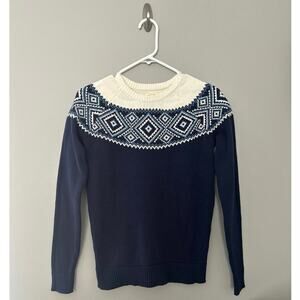 Hope & Henry Fair Isle Casual Knitted Sweater Dark Blue, Sz S, NWT